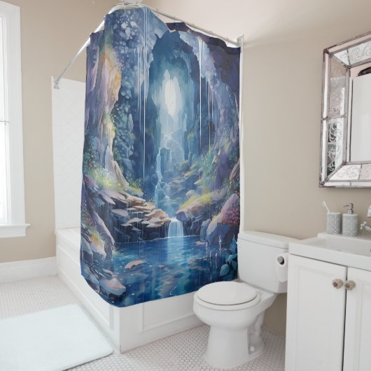 Waterverf Etherische waterval Grotto Douchegordijn (In situ)