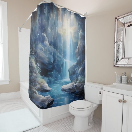 Waterverf Etherische waterval Grotto Douchegordijn (In situ)