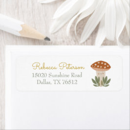 Waterverf Etiket kleine paddenstoel