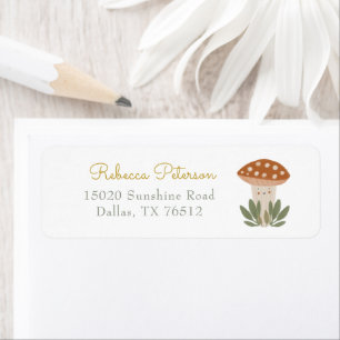 Waterverf Etiket kleine paddenstoel