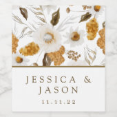 Waterverf Etiket voor Floral Wedding Wine (Enkel label)