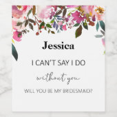 Waterverf Etiket voor Floral Wedding Wine (Enkel label)