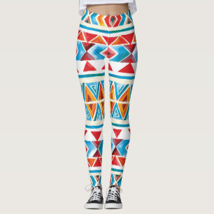 Waterverf etnisch geometrisch patroon. leggings