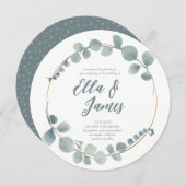 Waterverf Eucalptus Wreath Wedding Invitation Kaart (Voorkant / Achterkant)