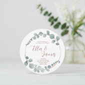 Waterverf Eucalptus Wreath Wedding Invitation Kaart (Staand voorkant)