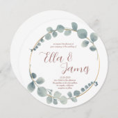 Waterverf Eucalptus Wreath Wedding Invitation Kaart (Voorkant / Achterkant)