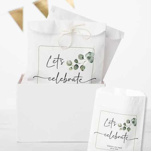 Waterverf eucaluptus Laten we de naamdatum vieren Bedankzakje
