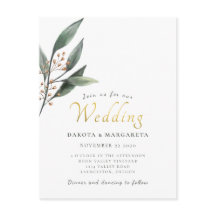 Waterverf eucalypt blad gouden script bruiloft