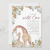 Waterverf Eucalypt Wild One Giraffe Baby shower Kaart (Voorkant)