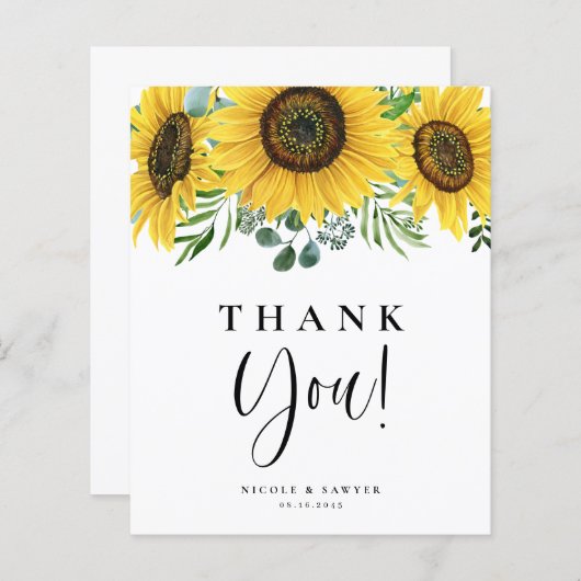 Waterverf Eucalyptu en Zonnebloem Hartelijk dank (Voorkant / Achterkant)