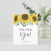 Waterverf Eucalyptu en Zonnebloem Hartelijk dank (Staand voorkant)