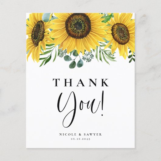 Waterverf Eucalyptu en Zonnebloem Hartelijk dank (Voorkant)