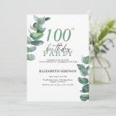 Waterverf eucalyptus 100ste verjaardag kaart (Staand voorkant)