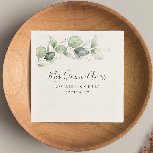 Waterverf Eucalyptus 15e Verjaardag Quinceanera Servet