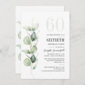 Waterverf Eucalyptus 60ste verjaardagsfeest Kaart (Voorkant / Achterkant)