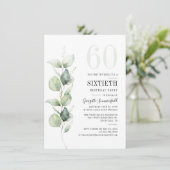 Waterverf Eucalyptus 60ste verjaardagsfeest Kaart (Staand voorkant)