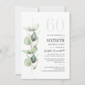 Waterverf Eucalyptus 60ste verjaardagsfeest Kaart (Voorkant)