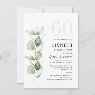 Waterverf Eucalyptus 60ste verjaardagsfeest Kaart