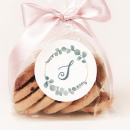 Waterverf Eucalyptus Aangepaste tekst Monogram Sti Ronde Sticker