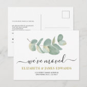 Waterverf Eucalyptus adreswijziging Aankondigingskaart (Voorkant / Achterkant)