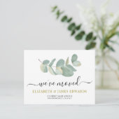 Waterverf Eucalyptus adreswijziging Aankondigingskaart (Staand voorkant)