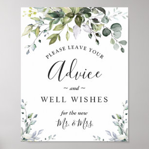 Waterverf Eucalyptus Advice and Well Wishes Sign Poster