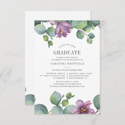 Waterverf Eucalyptus Afstuderen 2025 Partij Kaart (Voorkant / Achterkant)