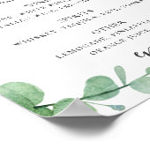 Waterverf eucalyptus. Alcohol-drinken trouwbar Poster (Hoek)