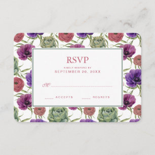 Waterverf   Eucalyptus & Anemone - Bindende RSVP Kaartje