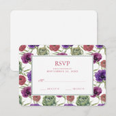 Waterverf | Eucalyptus & Anemone - Bindende RSVP Kaartje (Voorkant / Achterkant)