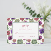 Waterverf | Eucalyptus & Anemone - Bindende RSVP Kaartje (Staand voorkant)
