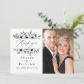 Waterverf Eucalyptus Anemone Geometric Wedding Bedankkaart (Staand voorkant)