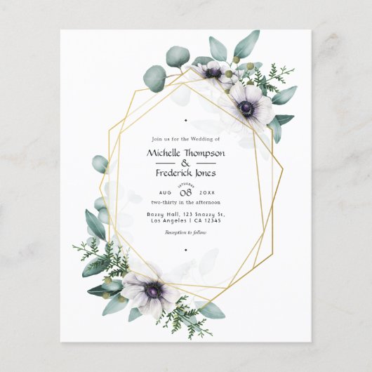 Waterverf Eucalyptus Anemone Geometric Wedding Flyer (Voorkant)