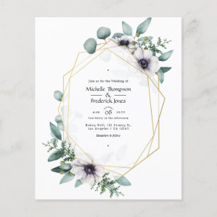 Waterverf Eucalyptus Anemone Geometric Wedding Flyer