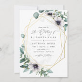 Waterverf Eucalyptus Anemone Geometric Wedding Kaart (Voorkant)