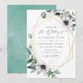 Waterverf Eucalyptus Anemone Geometric Wedding Kaart (Voorkant / Achterkant)