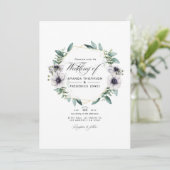 Waterverf Eucalyptus Anemone Geometric Wedding Kaart (Staand voorkant)