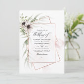 Waterverf Eucalyptus Anemone Geometric Wedding Kaart (Staand voorkant)