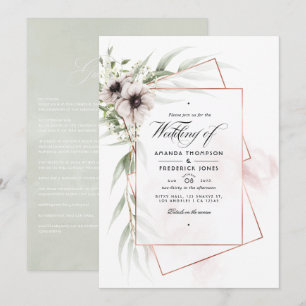 Waterverf Eucalyptus Anemone Geometric Wedding Kaart