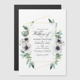 Waterverf Eucalyptus Anemone Geometric Wedding Ma Magnetische Uitnodiging