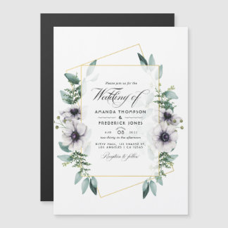 Waterverf Eucalyptus Anemone Geometric Wedding Ma Magnetische Uitnodiging