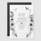 Waterverf Eucalyptus Anemone Geometric Wedding Magnetische Uitnodiging (Voorkant / Achterkant)