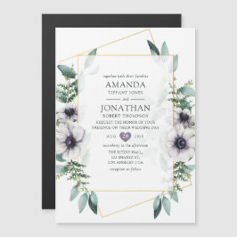 Waterverf Eucalyptus Anemone Geometric Wedding Magnetische Uitnodiging