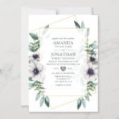 Waterverf Eucalyptus Anemone Geometric Wedding Magnetische Uitnodiging (Voorkant)