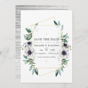Waterverf Eucalyptus Anemone Geometric Wedding Save The Date