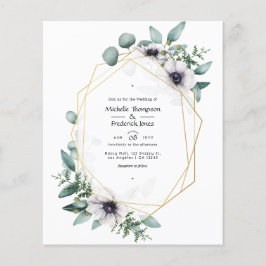 Waterverf Eucalyptus Anemone Geometrische Trouwdag Flyer