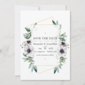 Waterverf Eucalyptus Anemone Geometrische Trouwdag Save The Date (Voorkant)