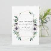 Waterverf Eucalyptus Anemone Geometrische Trouwdag Save The Date (Staand voorkant)