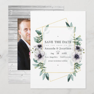 Waterverf Eucalyptus Anemone Geometrische Trouwdag Save The Date