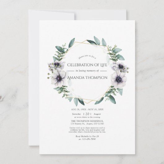 Waterverf Eucalyptus Anemone Kaart (Voorkant)